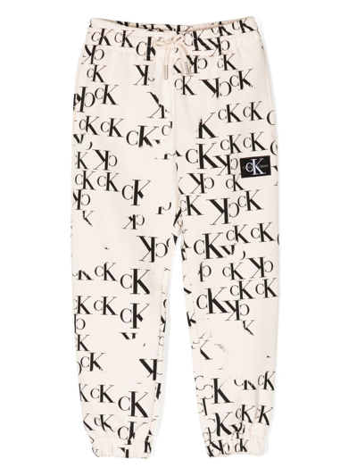 Calvin Klein Kids' Monogram-pattern Jersey Pant In Neutrals