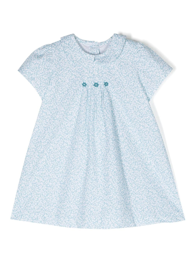 Mariella Ferrari Babies' Floral-print Cotton Dress In Blue