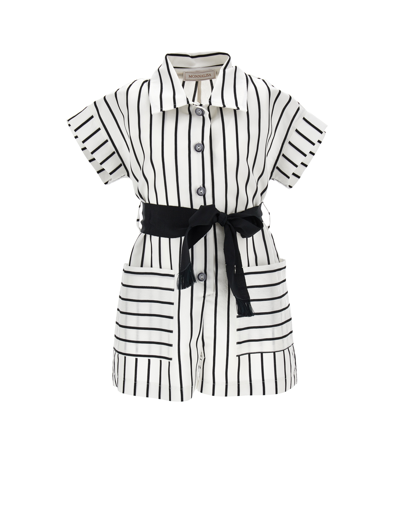 Monnalisa Kids'   Striped Jumpsuit In White + Black