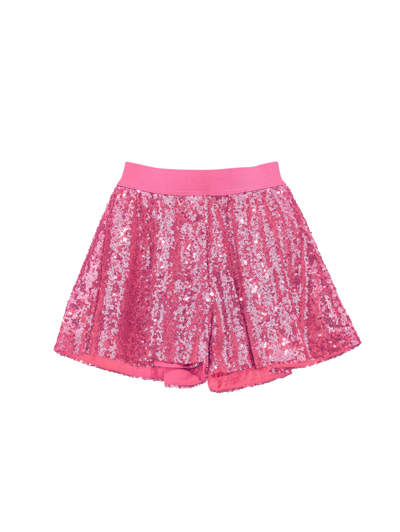 Monnalisa Kids'   Sequinned Godet-fit Shorts In Bright Peach Pink