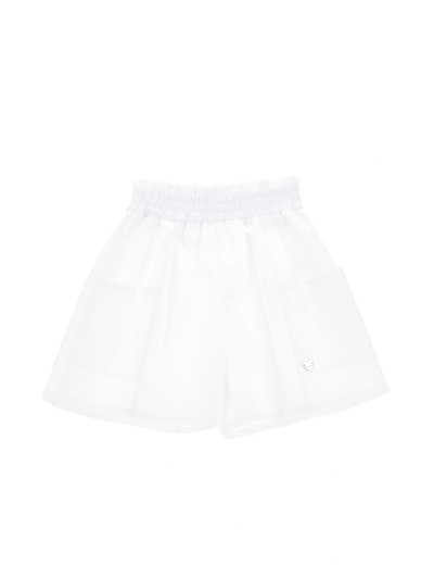Monnalisa Kids'   Gabardine Bermuda Shorts With Pockets In White
