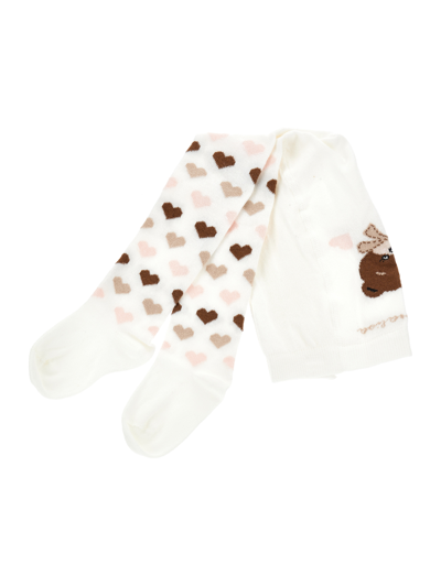 Monnalisa Kids'   Warm Cotton Tights With Hearts In Cream