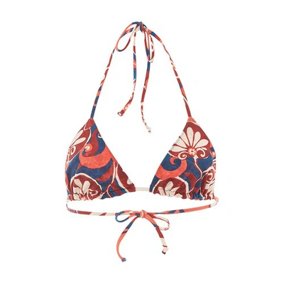 La Doublej Triangle Bikini Top In Moonflower Navy