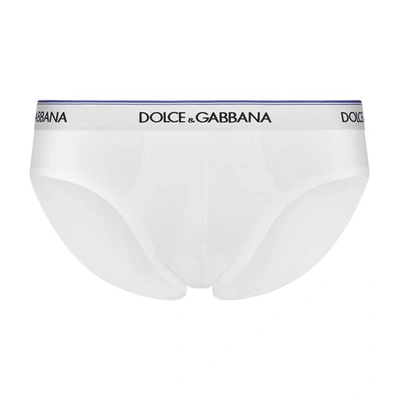 Dolce & Gabbana Two-pack Medium Jersey Cotton Bi-elastic Briefs In Bluette_bianco