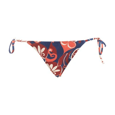 La Doublej Graphic-print Side-tie Bikini Bottom In Moonflower_navy