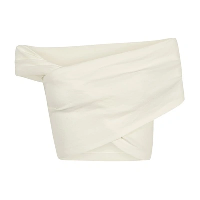 Cortana Candy Linen Crop Top In White