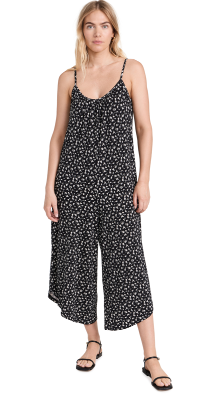 Z Supply Ditsy Flared Jumpsuit In Black