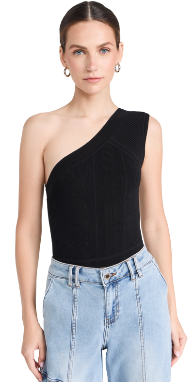 Iro Ciqa Knit One-shoulder Bodysuit In Black