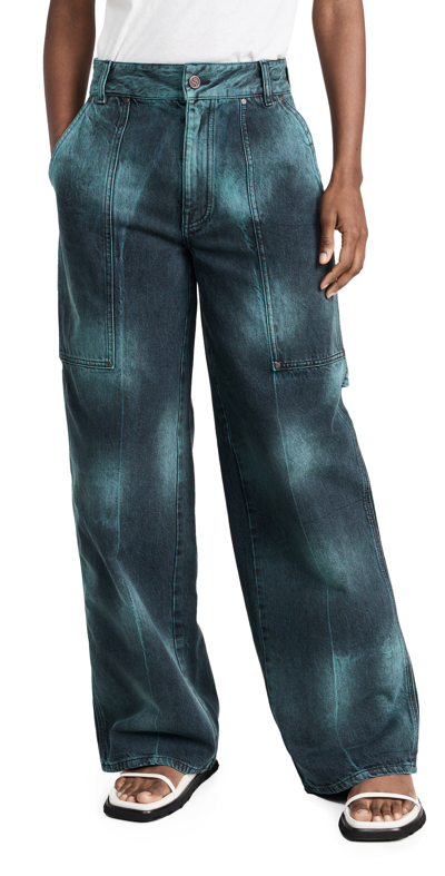 Stella Mccartney Tie-dye Workwear Wide Leg Jeans In Blue