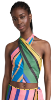 Staud Kai Crossover Smocked Halter Top In Formentera Stripe