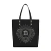 BALMAIN VARSITY TOTE BAG IN MONOGRAM CANVAS AND LEATHER