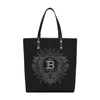 Balmain Varsity Tote Bag In Monogram Canvas And Leather In Black