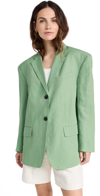 Theory Galena Boxy Oversized Linen Jacket In Leaf
