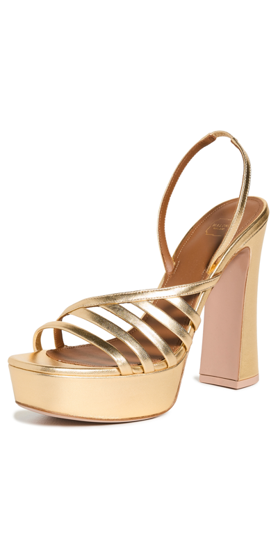 Malone Souliers Amaya 125 Leather Platform Sandals In Gold Gold
