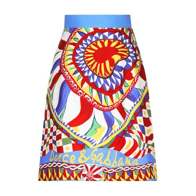 Dolce & Gabbana Short Twill Carretto Printed Skirt In Multicolour