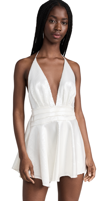 Retroféte Natasha Halterneck Dress In White & Sequin