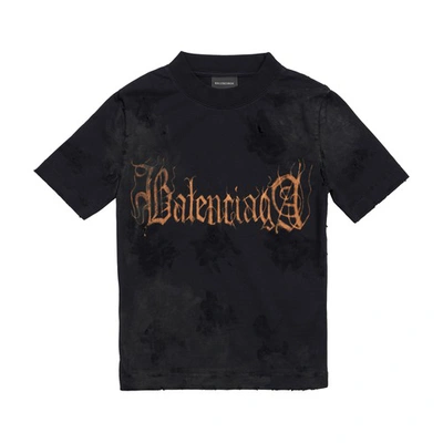 Balenciaga Heavy Metal-artwork Cotton T-shirt In Black