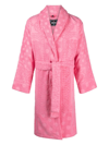 Versace Barocco-print Terry-cloth Robe In Pink
