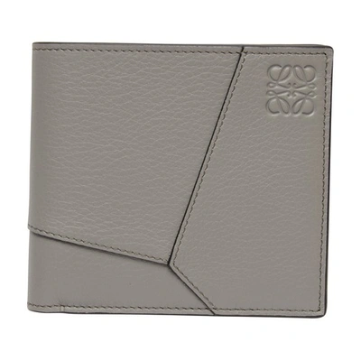 Loewe Puzzle Logo-debossed Leather Bifold Wallet In Asphalt_grey