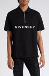 Givenchy Archetype Zipped Polo Shirt In Cotton In Black