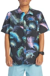 Quiksilver Tropical Glitch Short Sleeve Organic Cotton Button-up Shirt In Black
