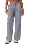 Edikted Seaside Stripe Wide Leg Drawstring Pants In Navy Mix