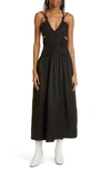 Proenza Schouler Tiered Ruched Strappy Cutout Midi Dress In Black