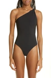 Totême Twist-strap One-shoulder Swimsuit Black
