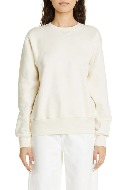 Totême Crewneck Cotton Sweatshirt In Off White