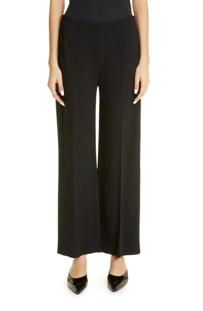 Totême Black Wide-leg Trousers With Elasticized Waistband In Nero