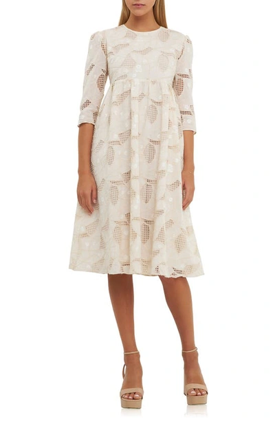 English Factory Embroidered Lace A-line Dress In Ivory