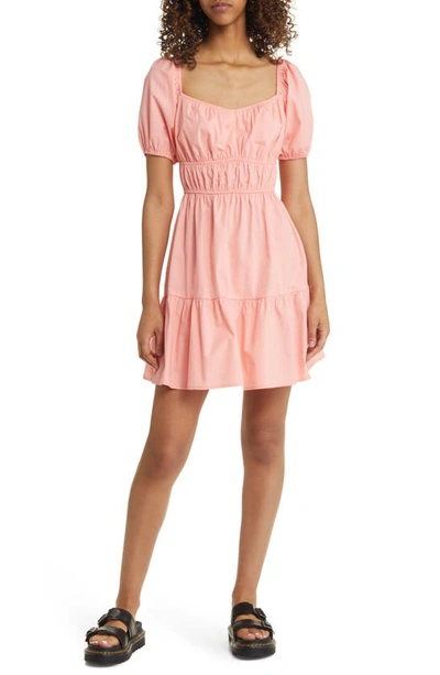 Bp. Shirred Puff Sleeve Dress In Pink Hydrangea