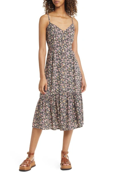 Bp. Floral Button-up Sundress In Green Ditsy Floral