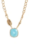 Gas Bijoux Billy Semiprecious Stone Pendant Necklace In Gold/ Turquoise