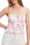 Bardot Micaela Floral Peplum Crop Top In Blush Floral