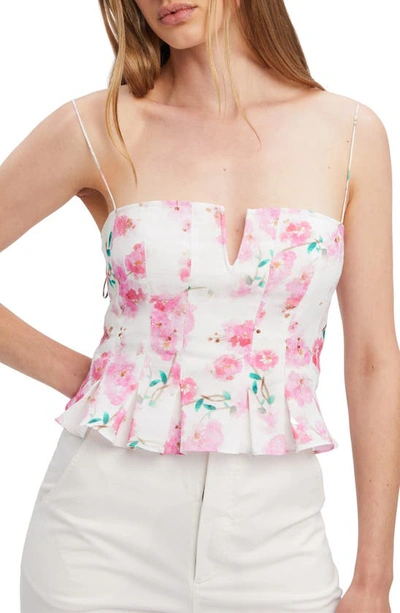 Bardot Micaela Floral Peplum Crop Top In Pink