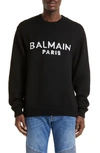 Balmain Logo Intarsia Crew Neck Jumper In Black