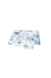 Matouk Simone Floral Print Linen Flat Sheet In Sea