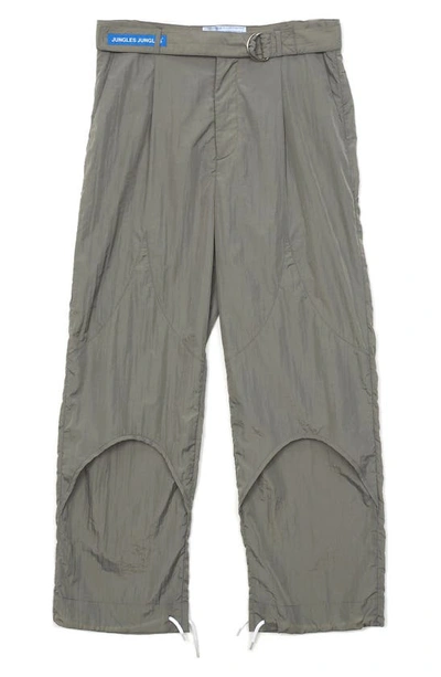 Jungles Belted Nylon Cargo Pants In Green