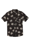 Volcom Lazy Dazey Floral Short Sleeve Button-up Shirt In Black