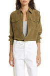 Nili Lotan Jeanette Silk Button-front Top In Olive