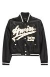 AMIRI KIDS' 22 DISTRESSED LOGO SATEEN BOMBER JACKET