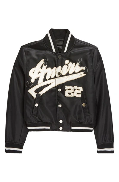 Amiri Kids' Logo-patch Bomber Jacket In Black