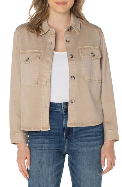 Liverpool Los Angeles Cotton Blend Shirt Jacket In Biscuit Tan