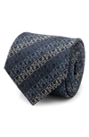 Cufflinks, Inc Grogu Outline Stripe Silk Blend Tie In Navy