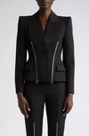 Alexander Mcqueen Alexander Mc Queen Single Breasted Grain De Poudre Wool Jacket In 1000 Black
