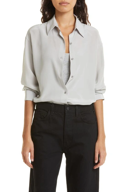 Nili Lotan Julien Silk Button-up Shirt In Storm Grey