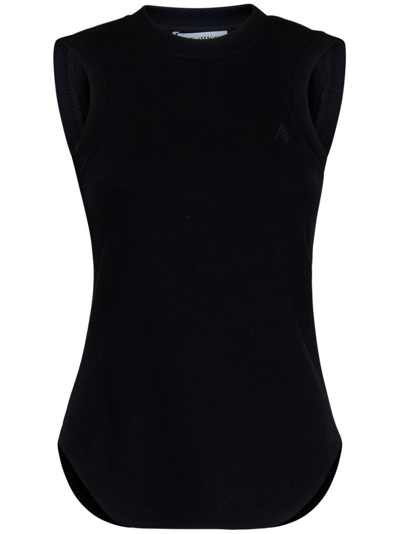 Attico Reese Ribbed Tank Top In Black