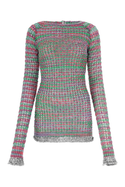 Attico Open-back Crochet-knit Cotton-blend Mini Dress In Multicolor