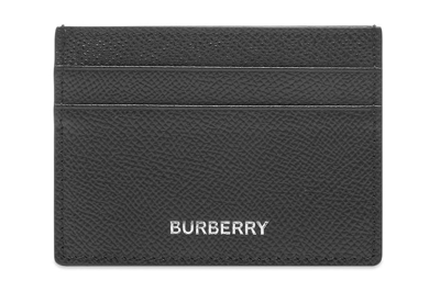 Pre-owned Burberry Grainy Leather Card Case (4 Card Slot) Black